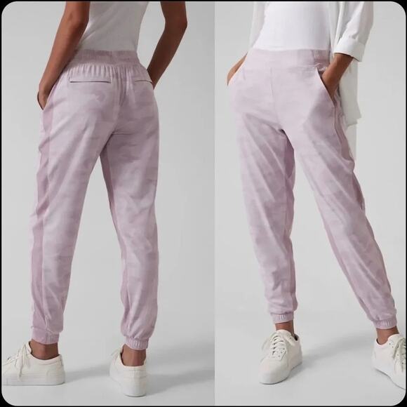 Athleta Brooklyn Ankle Pants Lined in Camo Lux Shasta Jogger Purple Size 6 - Picture 1 of 12